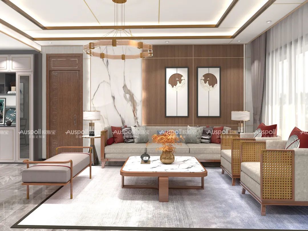 这是c7电子娱乐登录入口集成吊顶客厅空间效果图